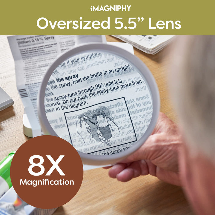 8X Desk Magnifier with Light- Desktop Magnifying Glass with Light and Stand- Great to Repair Tech Gadgets & Hands-Free Reading, Crafts- Magnifying Desk Lamp with 6 LED Lights & Sturdy Base