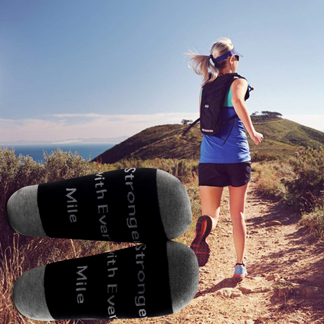 Marathon Runner Gifts Track and Field Inspirational Athletic Running Socks Stronger with Every Mile (26.2 socks)