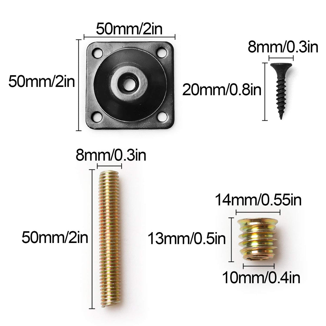 Leg Mounting Plates, Furniture Leg Attachment Plates T-Plate Sofa Legs with Hanger Bolts for Furniture Sofas Couches Seats,28pcs