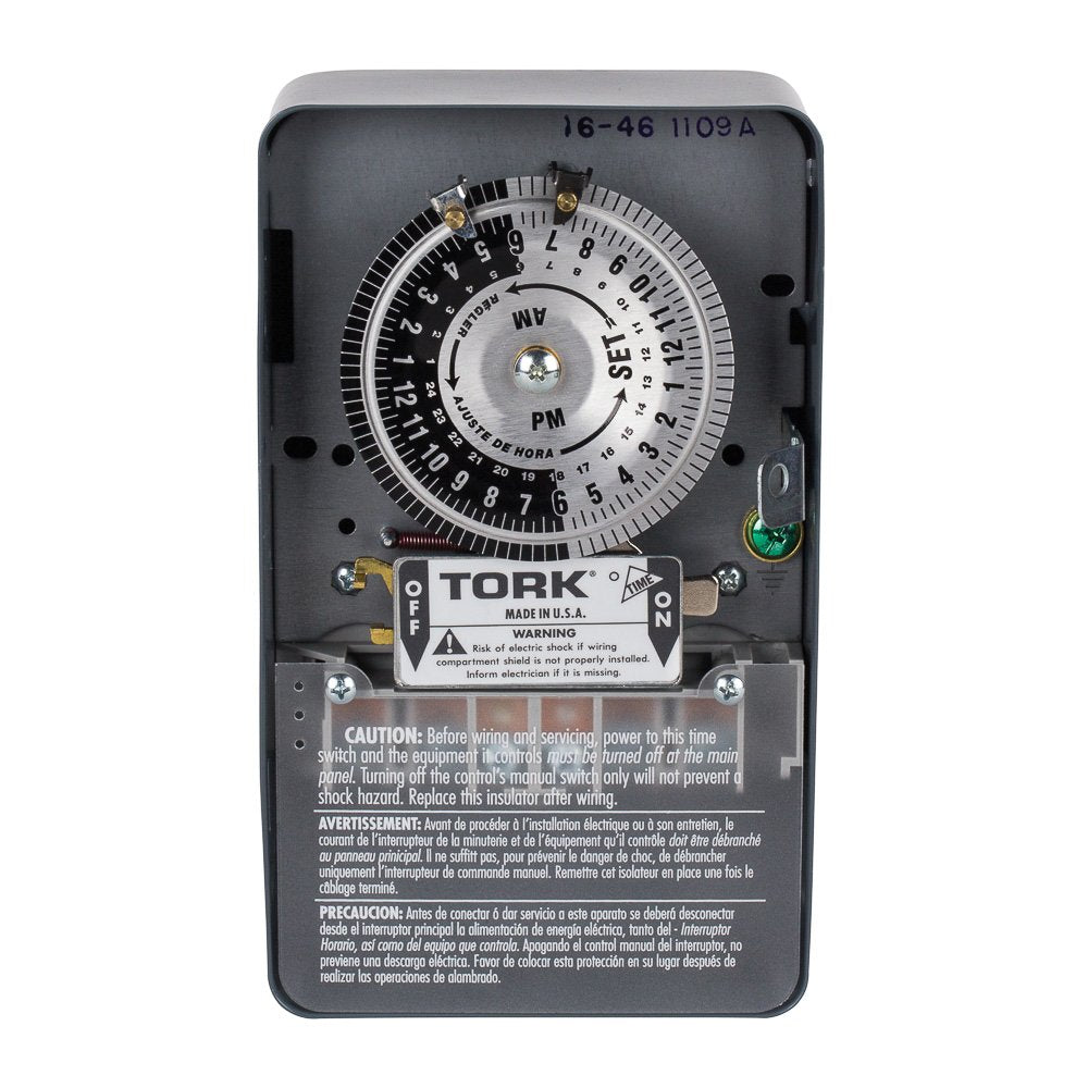 NSi Industries TORK 1109A Indoor 40-Amp Multi-Volt Mechanical Lighting and Appliance Timer - 24-Hour Programming - Multiple On/Off Settings - 120/208-277-Volt - Grey 2.9 x 4.7 x 7.9 inches