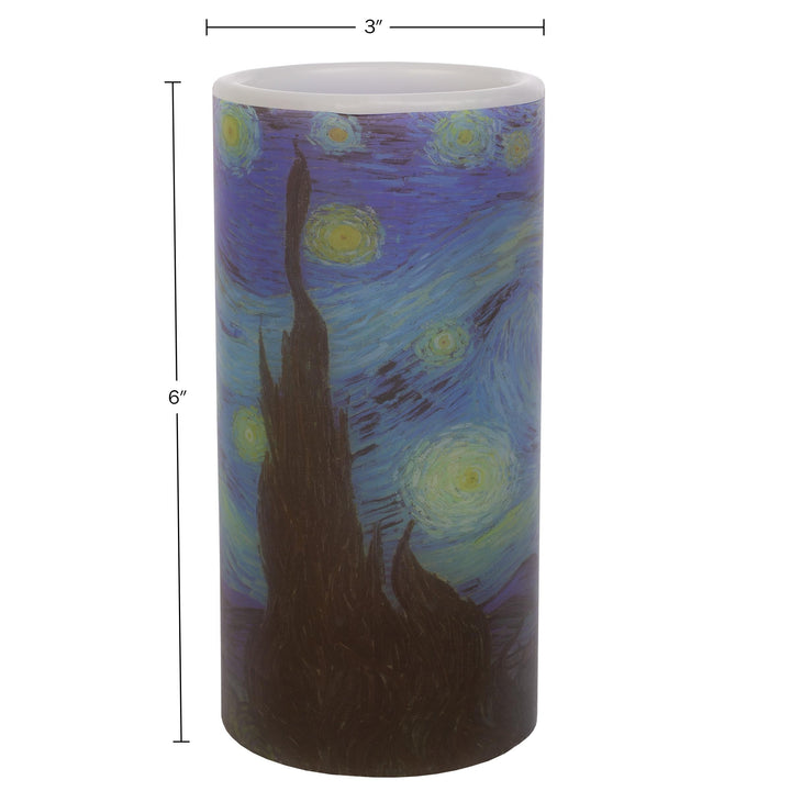 Flameless Candle - Van Gogh Starry Night Battery Operated LED Candle with Remote and Flickering Light - Candles for Home Décor
