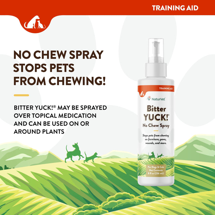 Bitter Yuck! No Chew Spray for Dogs, Cats, and Horses Pet Training Spray, Liquid, Made in The USA, 16 Ounce