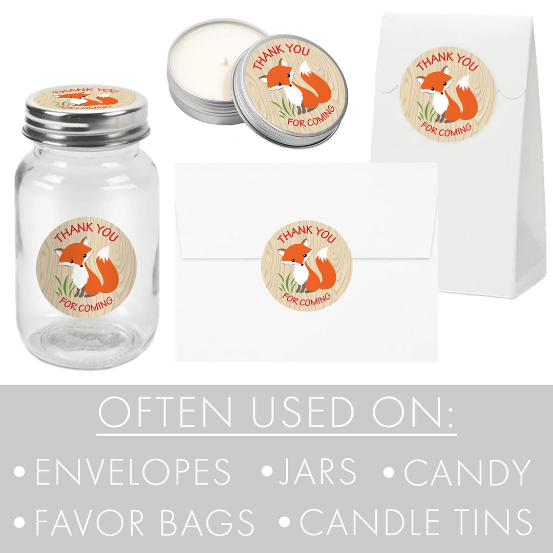 Woodland Fox Baby Shower Thank You Stickers - 1.75 in - 40 Labels