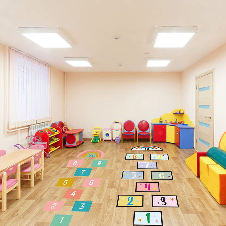 20 Number Hopscotch Game Floor Decal, Creative Hopscotch Stickers Floor Decals for Kids, DIY Cartoon Grid Game Stickers Floor Decor for Bedroom Ground Corridor Nursery (2 Set)