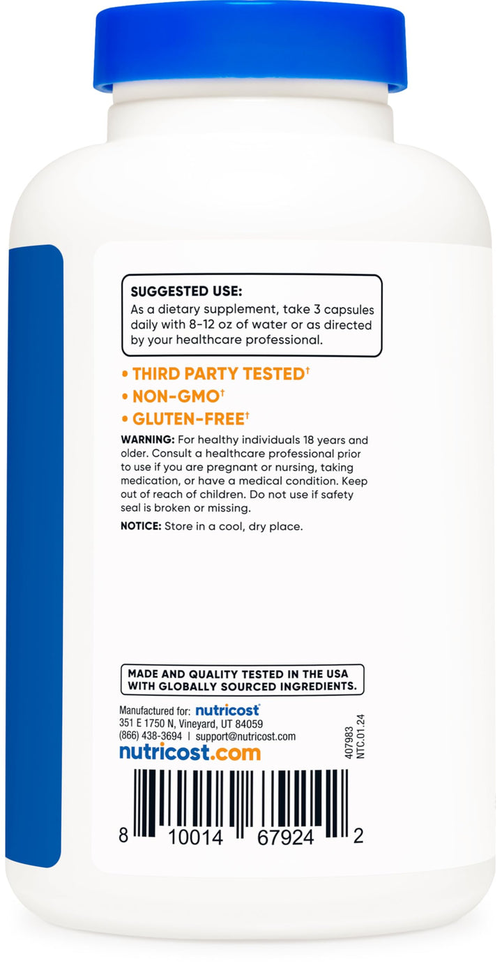 Glucomannan 1,800mg Per Serving, 180 Capsules - Natural Fiber Source, Non-GMO, Gluten Free