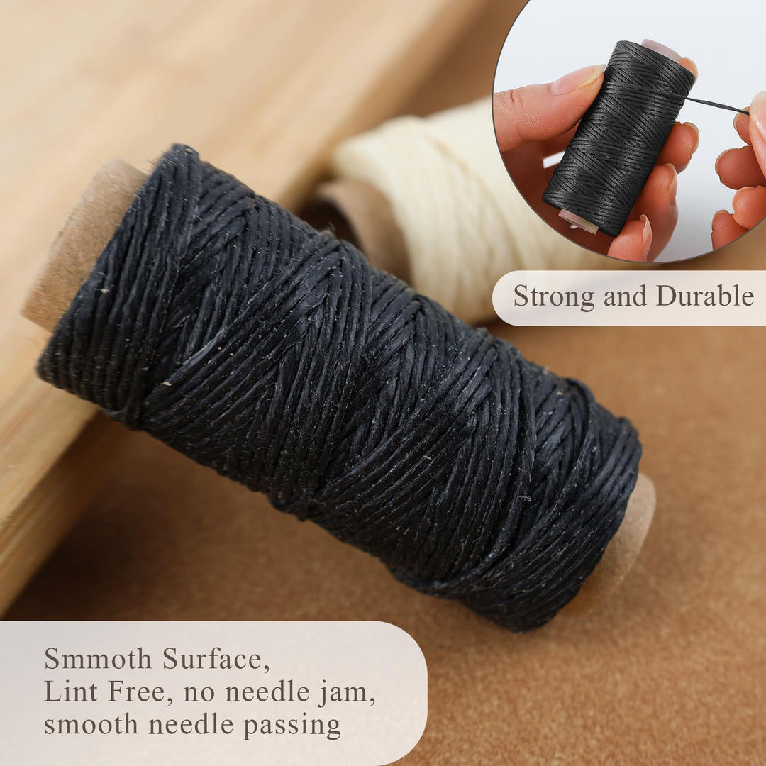 , Natural Waxed Linen Thread 20 Yards, Books by Hand Natural, Black, Brown Color for Sewing, Bookbinding (3/Pkg)