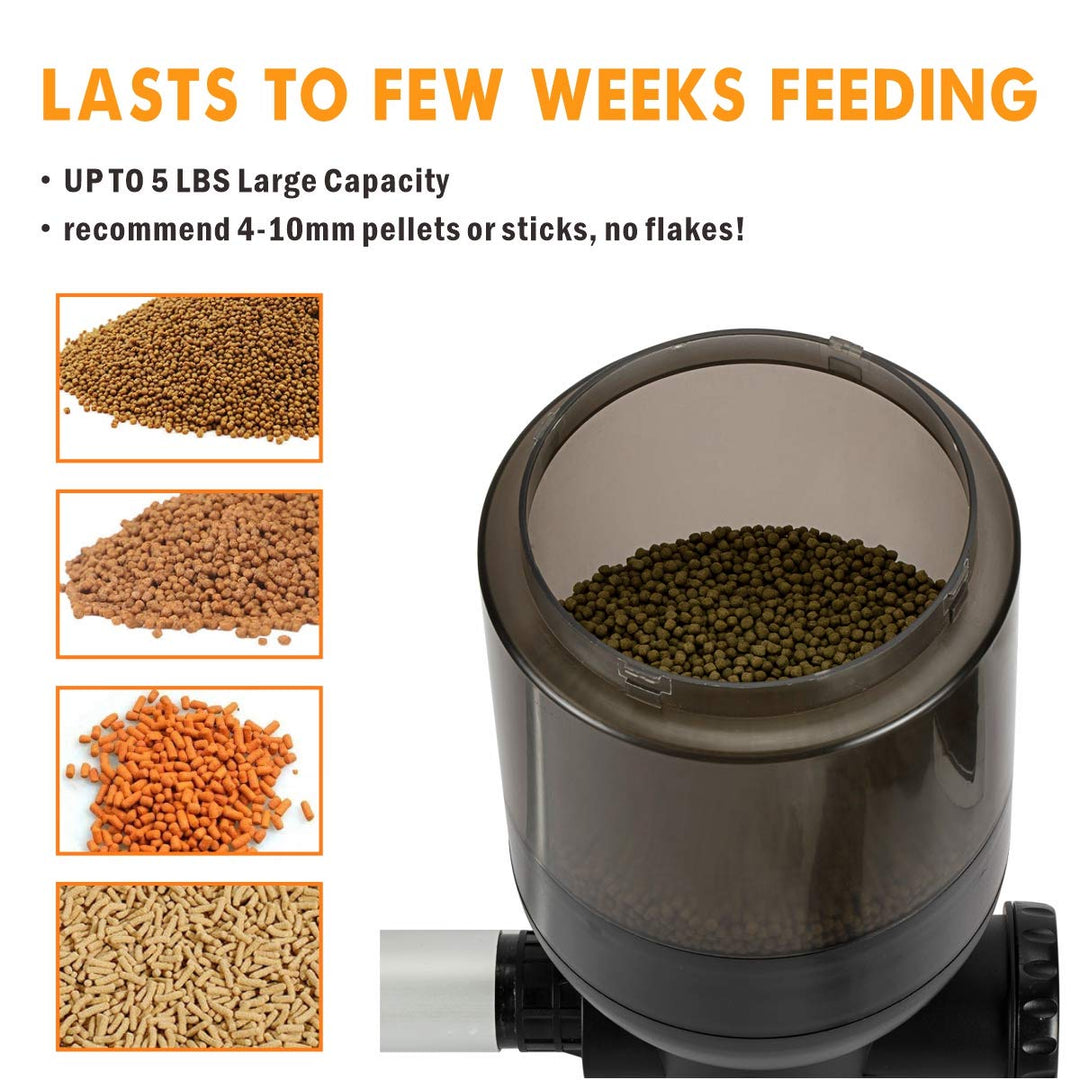 Large Programmable Auto Pond Feeder with LCD Display Controller Automatic Fish Food Feeding Dispenser Outdoor Koi Fish Feeder 5.5 L Capacity