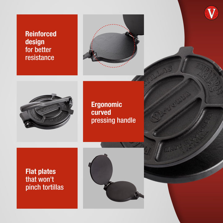 Cast Iron Tortilla Press, Tortilla and Roti Maker, Made in Colombia, 8 Inches