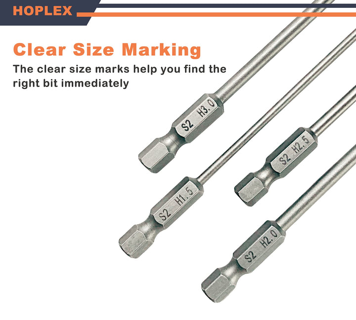 RC Hex Bit Set 1.5, 2.0, 2.5 & 3.0mm Hex Head Allen Wrench Drill Bit S2 Steel 1/4 Hex Shank 4.3 Long for Screwdrivers Bit Electric Screwgun/Power Drill RC Repair Working Tools