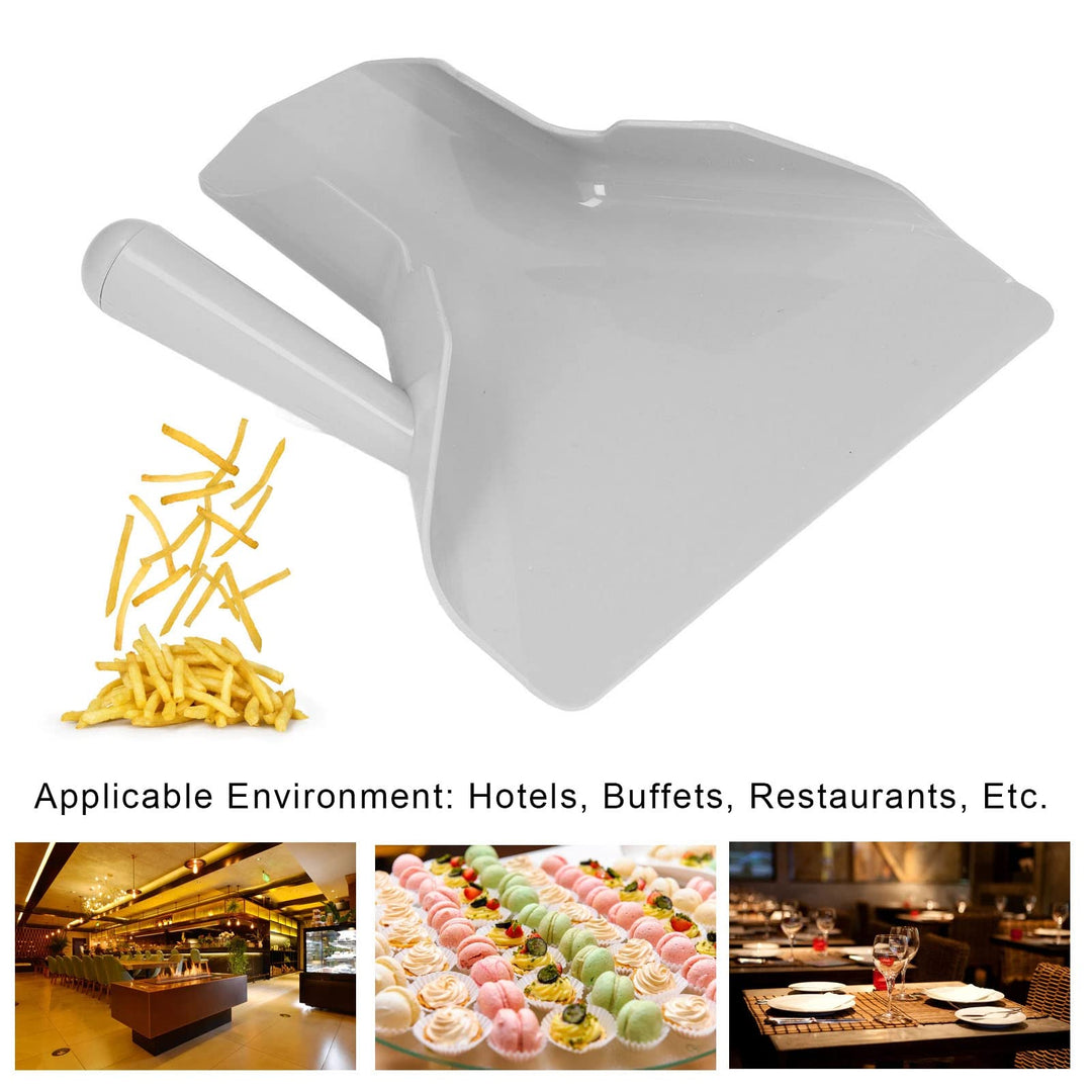 French Fry Scoop, Stainless Steel Open Mouth Scoop with Non Slip Straight Handle for Snacks, Desserts, Ice Cream, Dry Goods