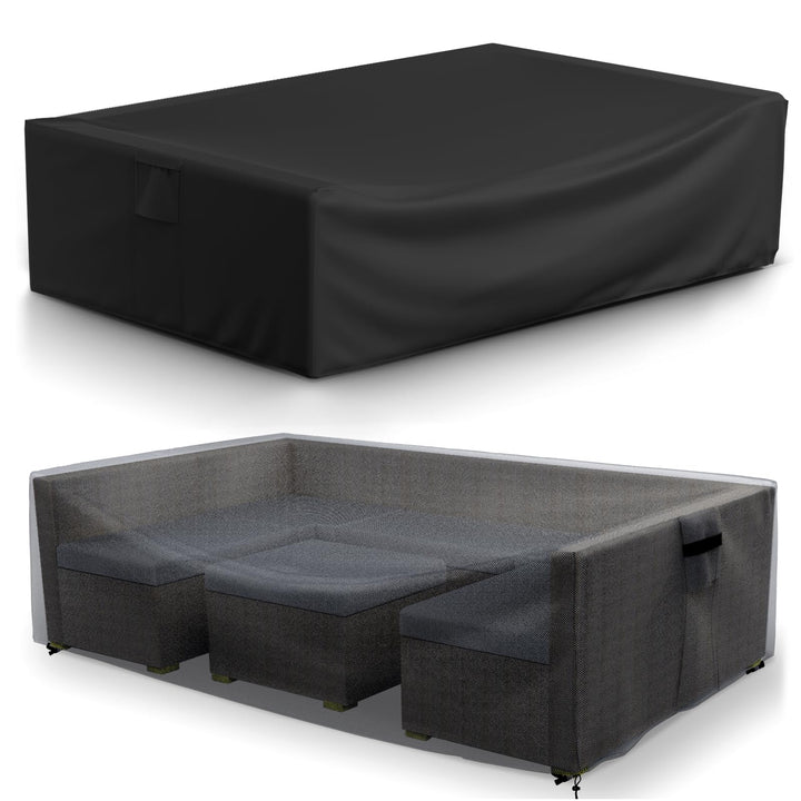 Outdoor Furniture Cover Waterproof, Patio Sectional Cover, 500D Heavy Duty Patio Furniture Cover, 110 L x 84 W x 29 H, Rectangular Patio Cover for Outdoor Furniture Set -Black