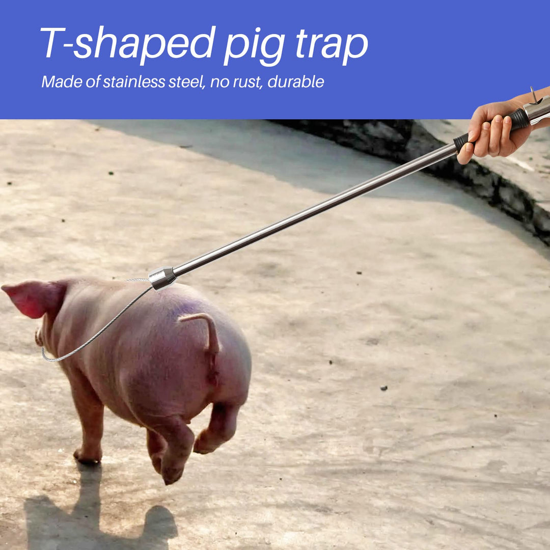 PAULOZYN Dog Catcher Pole Animal Control Pole Stainless Steel Pig Holder Catcher Heavy Duty Animal Catch Pole for Dog Pig Animals Swine Livestock
