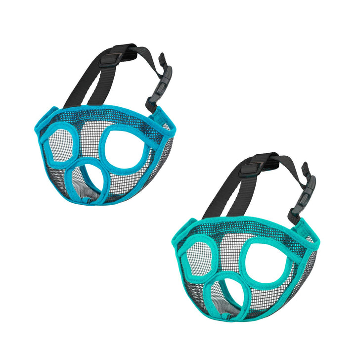 Short Snout Dog Muzzle Mesh Bulldog Muzzle Anti-Biting Barking Chewing, Adjustable (M, Lake Blue)