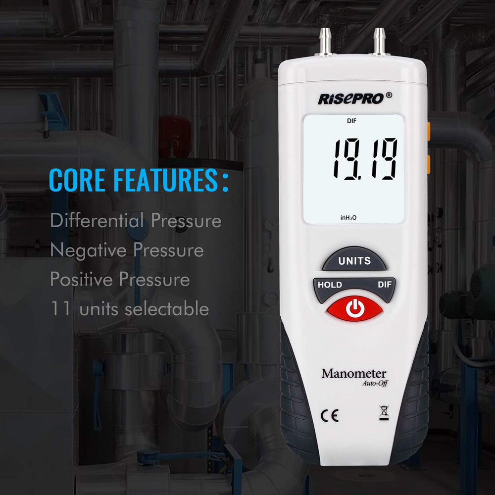 Manometer, ® Digital Air Pressure Meter and Differential Pressure Gauge HVAC Gas Pressure Tester