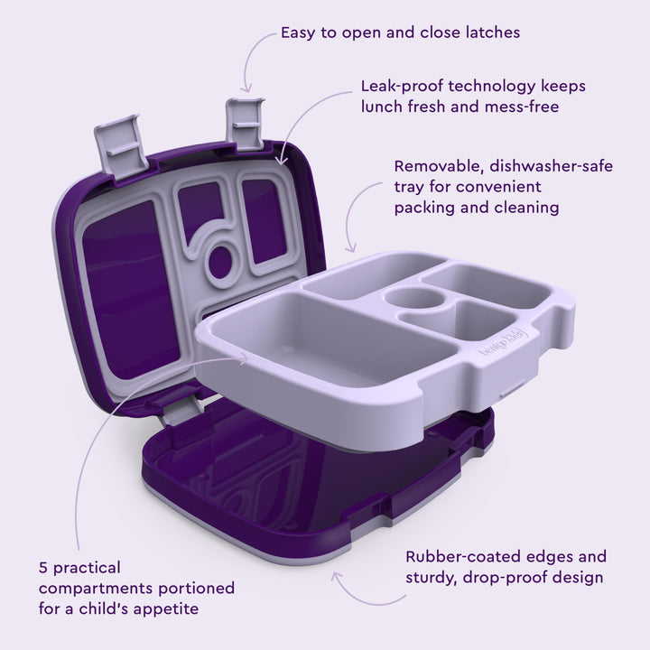 Kids Prints (Unicorn) - Leak-Proof, 5-Compartment Bento-Style Kids Lunch Box - Ideal Portion Sizes for Ages 3 to 7 - BPA-Free and Food-Safe Materials