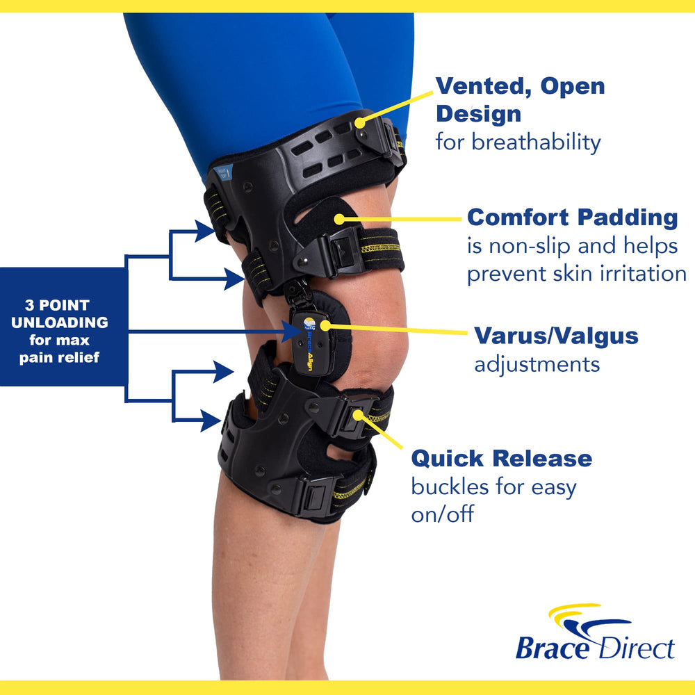 OA Unloader Knee Brace - Arthritis Pain Relief, Osteoarthritis, Bone on Bone Knee Joint Pain, Medial or Lateral Unloader Knee Brace, Knee Pain Relief for Joint Degeneration, Men & Women, Right Knee,