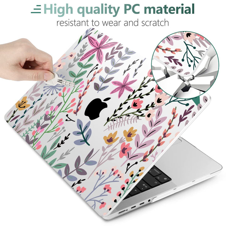 for MacBook Pro 16 Inch Case 2023 2022 2021 Release M2 A2780 M1 A2485 M1 Pro/Max, Hard Shell Case & Keyboard Cover & Screen Protector for Mac Pro 16 with Touch ID, Tiny Flower