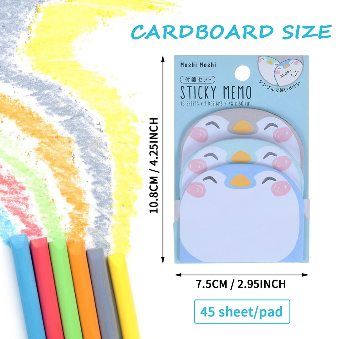 Cute Sticky Notes, 6 Pack Cartoon Sticky Notes Animals Shape Markers Flags Self-Stick Memo Pads Students Home Office Roommates Gifts Tab Supplies 270 Sheets