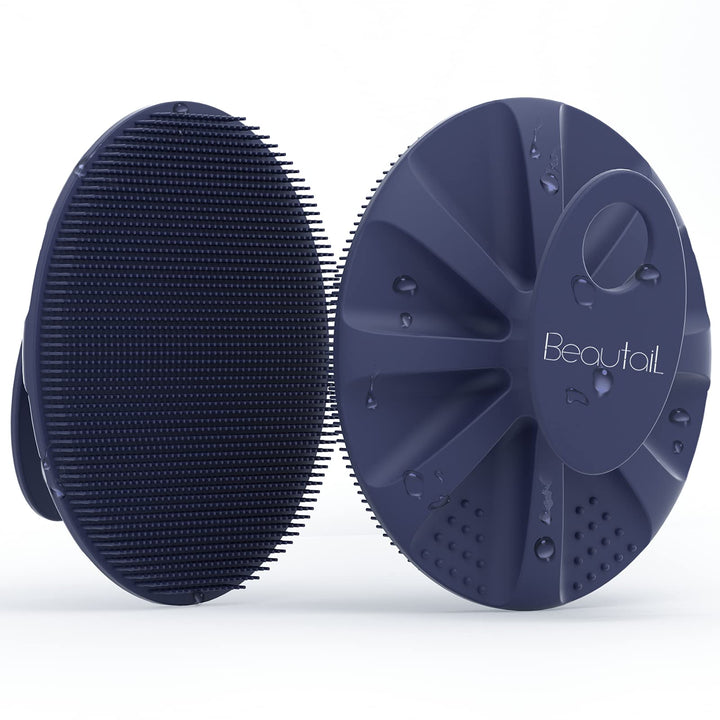 Silicone Body Scrubber Shower Bath Wash Brush Gentle Exfoliating Scrub Cleansing Loofah for Women Men Baby Sensitive Skin, Easy to Clean, Lather Nicely, More Hygienic, 1 Pack, Blue