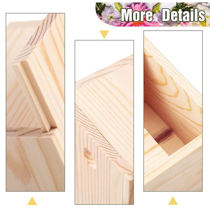 3 Pieces 7.87 x 3.94 x 3.15 Inch Unfinished Wood Box with Sliding Lid, Small Wooden Storage Crates Container Empty Gift Boxes Pencil Box for Crafts Project Hobby Wood