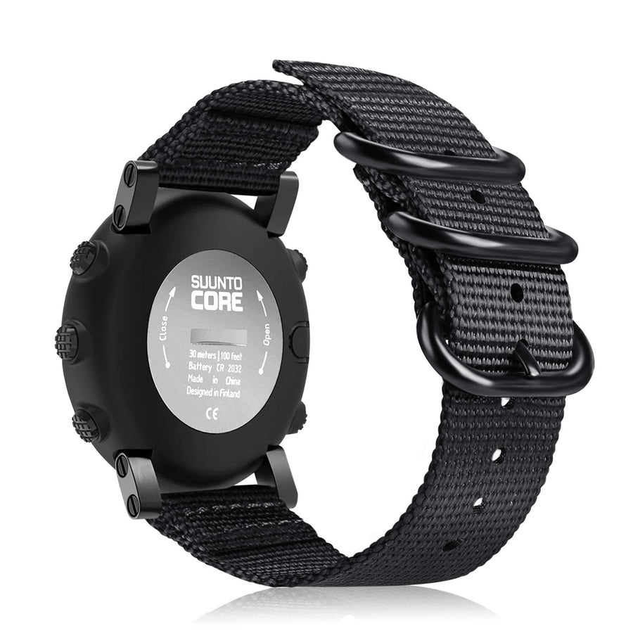 Watch Band Compatible with Suunto Core, Premium Woven Nylon Replacement Sport Strap with Metal Buckle Compatible with Suunto Core Smart Watch, Black