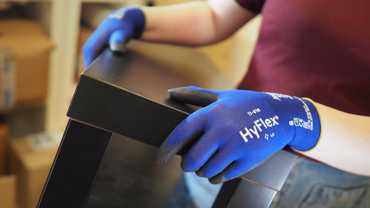 HyFlex 11-618 Nylon Light Duty Multi-Purpose Glove with Knitwrist, Abrasion/Cut Resistant, Size 8, Blue (Pack of 12 Pair)