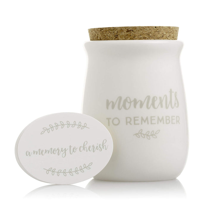 Gratitude Jar, Ceramic Blessings Keepsake Jar with Cork Topper and Memories to Cherish Notecards, Personalized Gift Idea, Christmas Gifts, Holiday Gift Ideas, Wedding Christmas Gifts, White