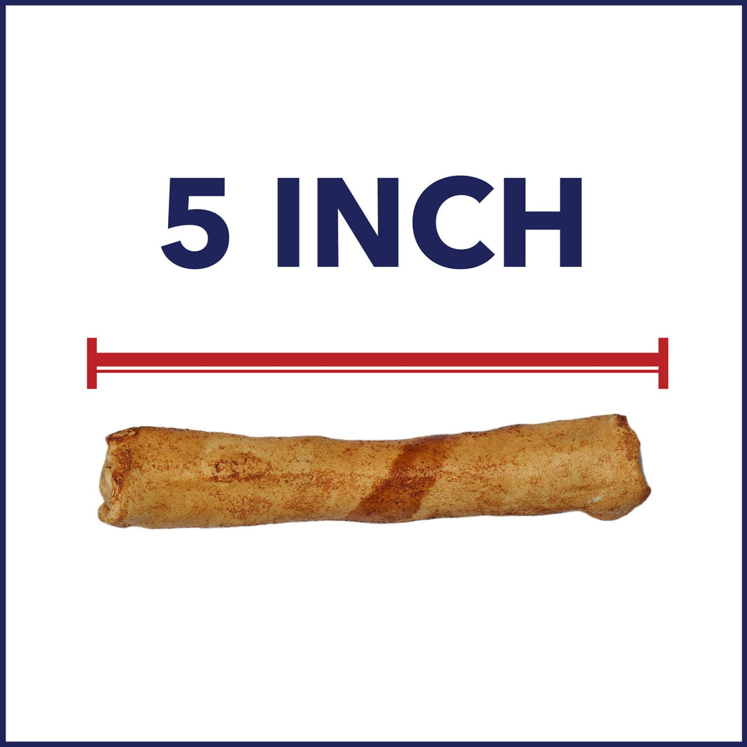 100% Made in USA Beefhide 5 Chip Rolls Dog Chew Treats - Beef & Chicken Flavor, 20 Count/1 Pack