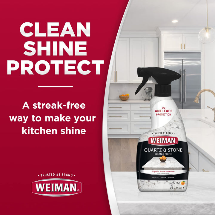 Quartz Countertop Cleaner and Polish - Clean & Shine Your Quartz Countertops Islands and Stone Surfaces with UV Protection