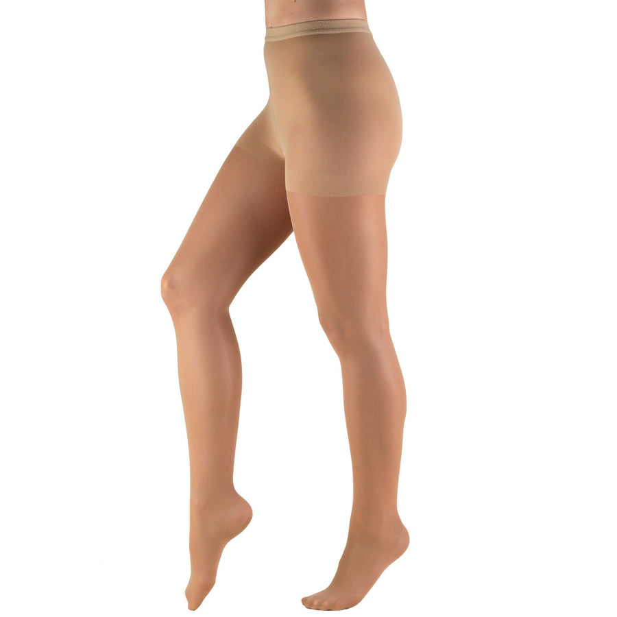 Truform Women's 8-15 mmHg Mild Sheer Compression Pantyhose, Beige, Queen Plus