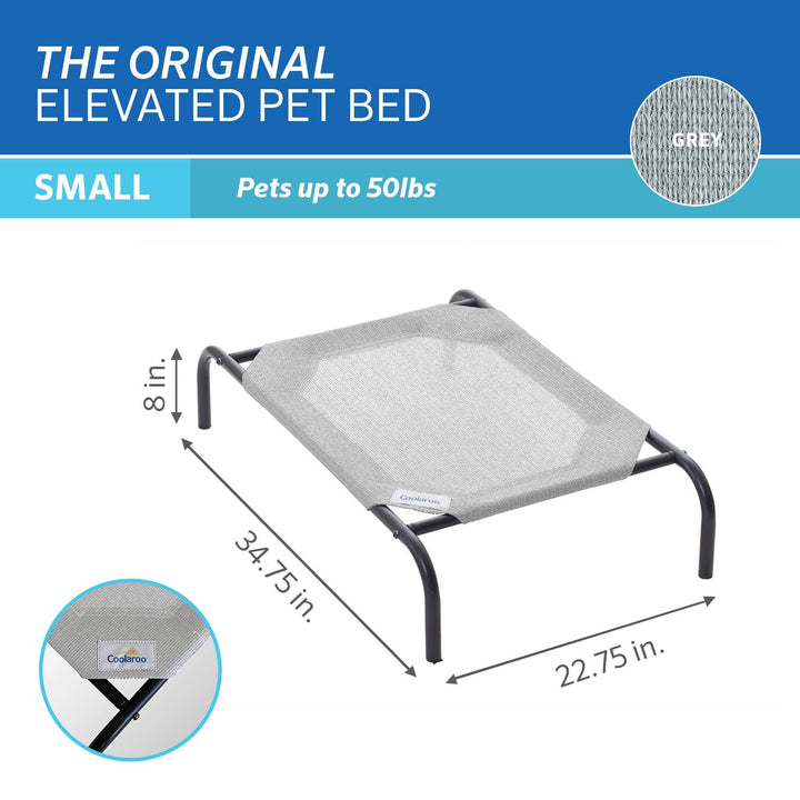 COOLAROO The Original Cooling Elevated Dog Bed, Indoor and Outdoor, Small, Grey