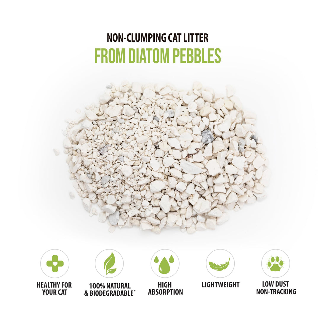 All Natural Cat Litter (1 Bag) - Original - Lightweight, Low Tracking, Non-Clumping Diatom Pebbles Absorb, Lock, and Seal Waste for Best Odor Control