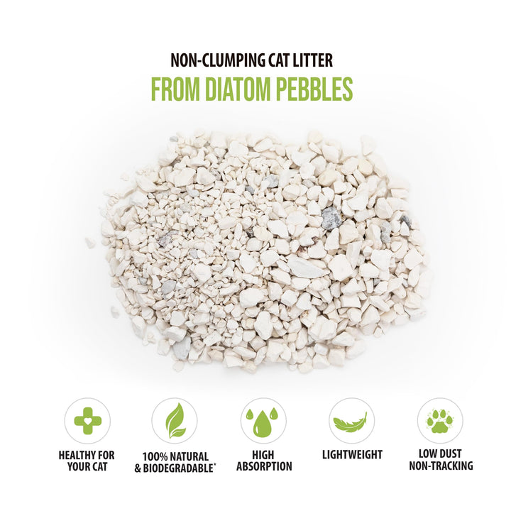 All Natural Cat Litter (1 Bag) - Original - Lightweight, Low Tracking, Non-Clumping Diatom Pebbles Absorb, Lock, and Seal Waste for Best Odor Control