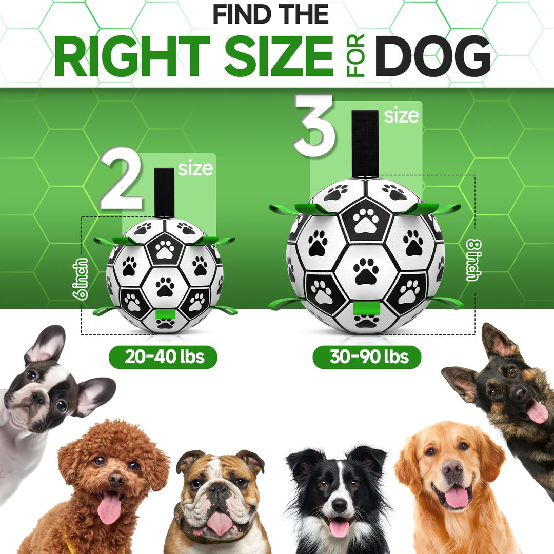 Dog Toys Soccer Ball with Straps, Interactive Dog Toys for Tug of War, Puppy Birthday Gifts, Dog Tug Toy, Dog Water Toy, Durable Dog Balls World Cup for Small & Medium Dogs(6 Inch)