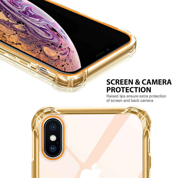 for iPhone Xs Max Case Clear iPhone Xs Max Case Cute Shock Absorption TPU Bumper Phone Case Cover Slim Anti Scratch Hard PC Back Hybrid Protective Case for iPhone Xs Max 6.5inch 2018 (Gold)