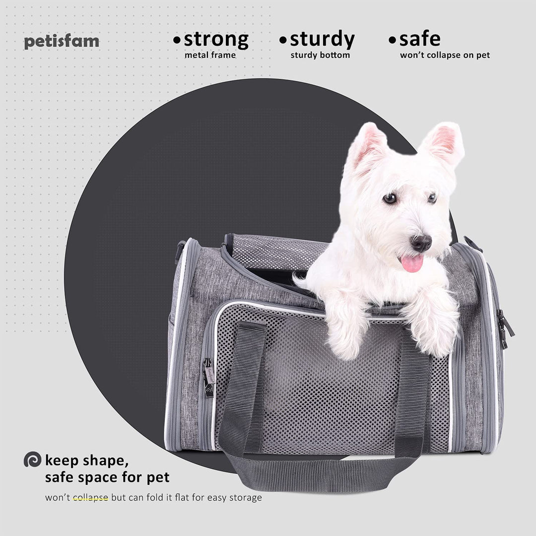 Top Load Cat Carrier Bag for Medium Cats and Small Dogs. Airline Approved, Collapsible, Escape Proof and Auto-Safe. Easy to get cat in and Make Vet Visit Less Stressful