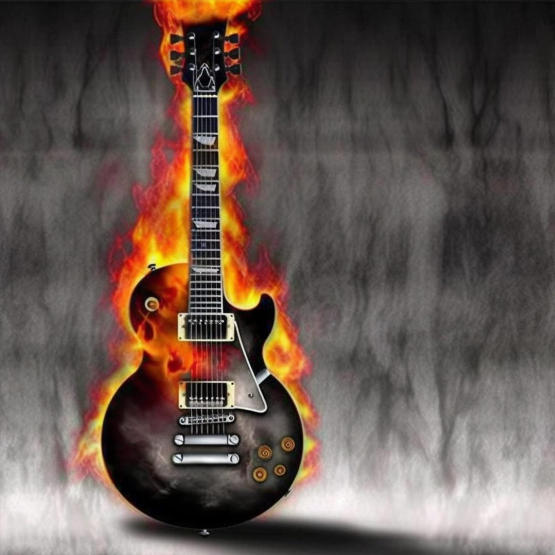 5D Diamond Painting Kits Agni Guitar, Full Drill Musical Instrument DIY Rhinestone Embroidery Set Paint with Diamonds Art by Number Kits Cross Stitch Home Wall Craft Decoration (16x16inch)