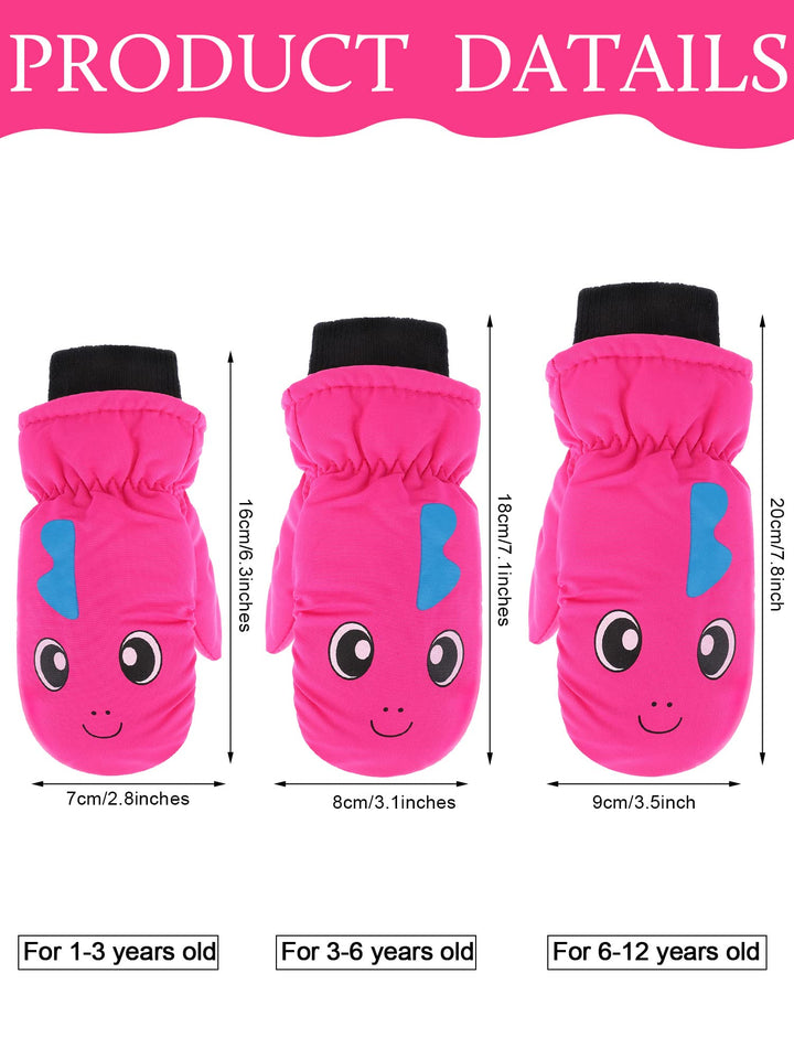 Kids Snow Ski Mittens Winter Gloves Warm Waterproof Mittens for Girls and Boys (Rose Red, 3-6 Years)