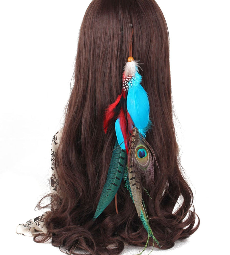 1 Pc Handmade Boho Hippie Hair Extensions with Feather Clip Comb Hairpin Headdress DIY Accessories for Girls Women Lady