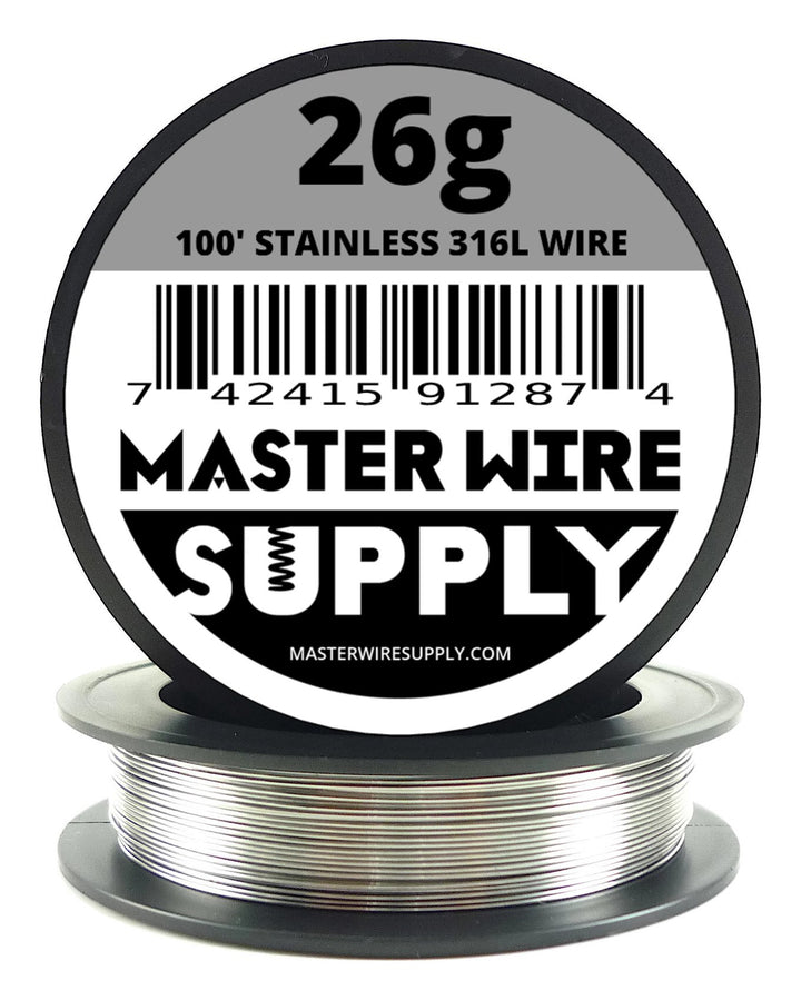 Stainless Steel 316L - 100' - 26 Gauge Wire - 100ft - 0.4mm - 0.016in - Made in USA -