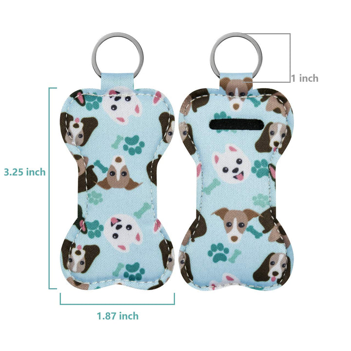5 Pack Neoprene Chapstick Keychain Holder Lipstick Pouch Lip Balm Holder Travel Accessories (Dog Pattern) : Dog Pattern