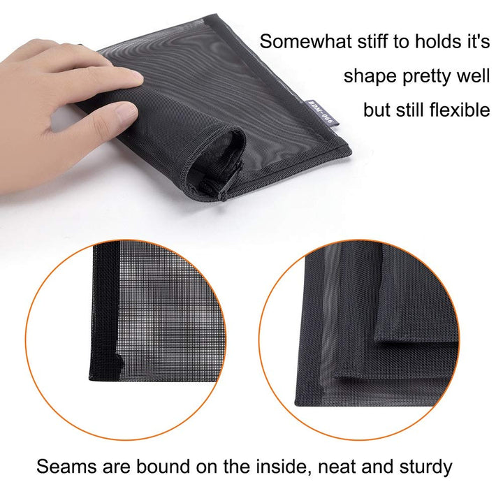 Nylon Mesh Cosmetic Zipper Bags, 6PCS Black Makeup Pouches Travel Organizer Case for Purse Diaper Bag (A5 x 3pcs, A6 x 3pcs)