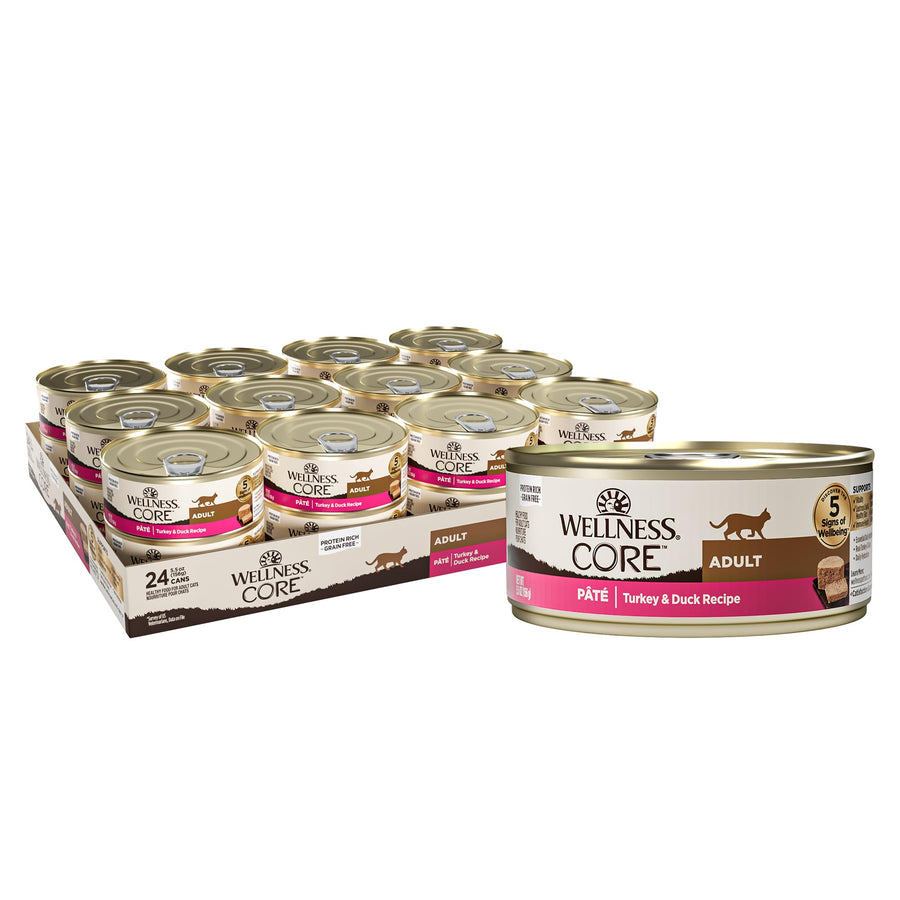 CORE Pate Adult Wet Cat Food, Natural, Protein-Rich, Grain Free, 5.5 Ounce, 24 Pack (Turkey & Duck)