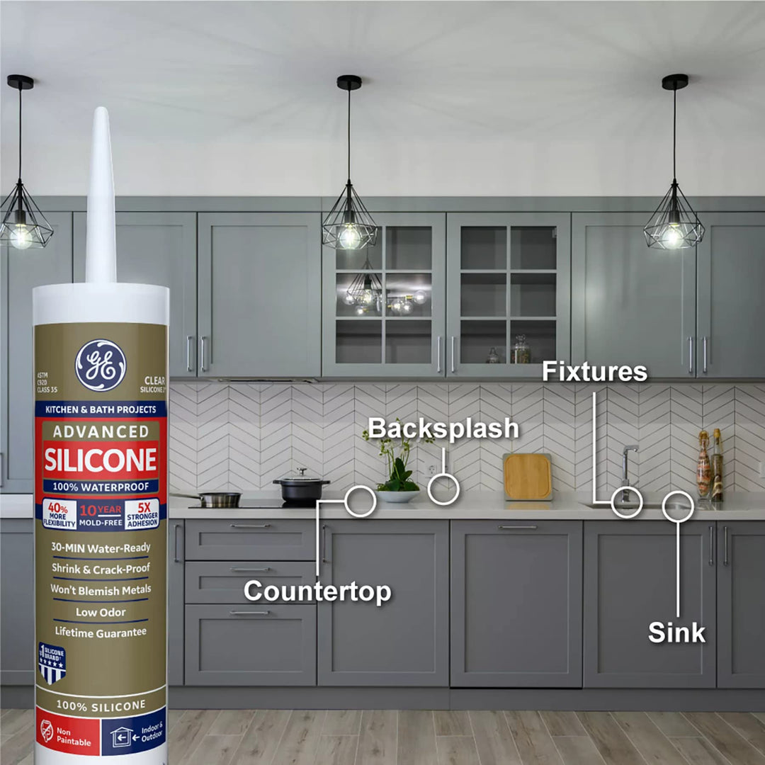 Advanced Silicone Kitchen & Bath Sealant White, 10.1 oz, 1, Cartridge