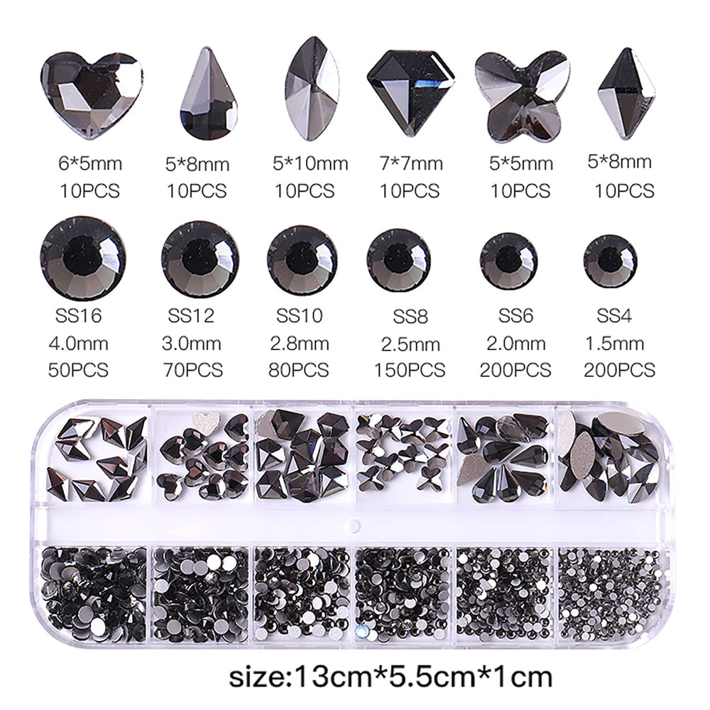 2 Box Flat Back Jet Black And Clear Nail Rhinestones Nail Jewels For Acrylic Nails Black Rhinestones For Nails Jewels Rhinestones For Nail Art Rhinestones Nail Crystals Nail Bling Rhinestones