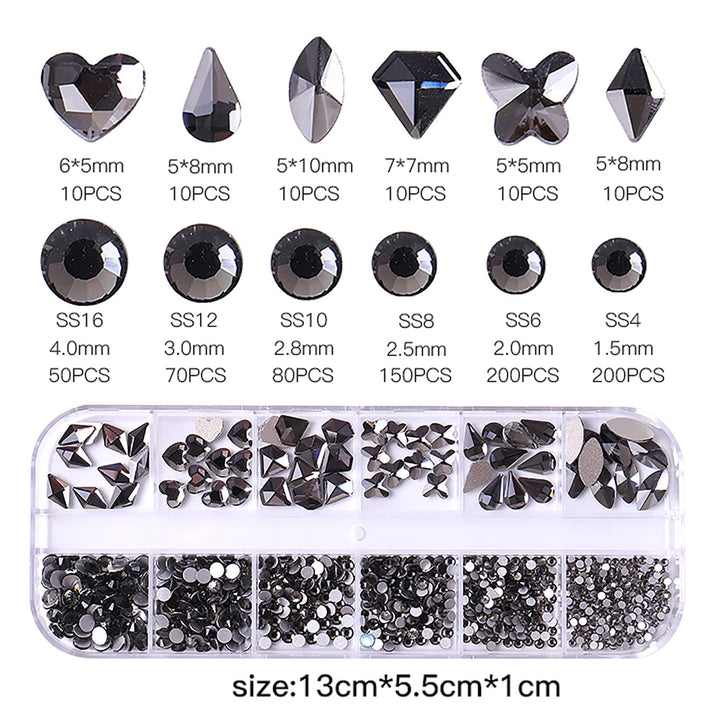 2 Box Flat Back Jet Black And Clear Nail Rhinestones Nail Jewels For Acrylic Nails Black Rhinestones For Nails Jewels Rhinestones For Nail Art Rhinestones Nail Crystals Nail Bling Rhinestones