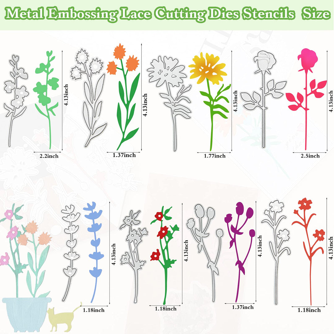 24 Pieces Flower Metal Cutting Dies Wildflowers Cutting Die Flower Leaves Embossing Stencils for Card Making Thanksgiving Christmas Craft Dies Cut for Crafts Scrapbook Album Paper Card Decoration
