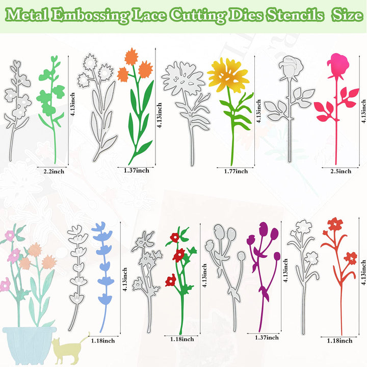 24 Pieces Flower Metal Cutting Dies Wildflowers Cutting Die Flower Leaves Embossing Stencils for Card Making Thanksgiving Christmas Craft Dies Cut for Crafts Scrapbook Album Paper Card Decoration