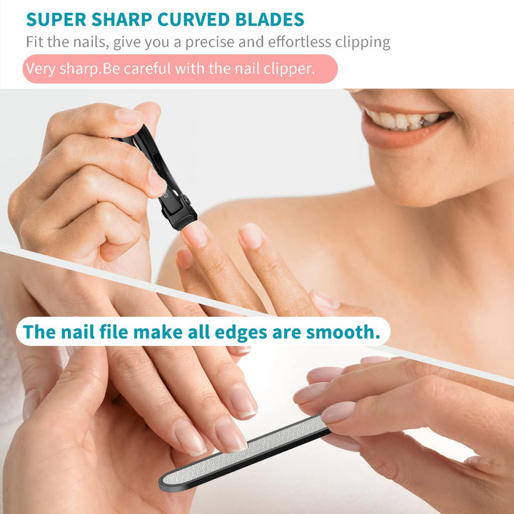 Fingernail Clippers,Nail Clippers for Tough Fingernails or Thick Toenails,Heavy Duty Stainless Steel Nail Cutters,Toenail Clippers for Elder,Men, Seniors, Adults(Black)