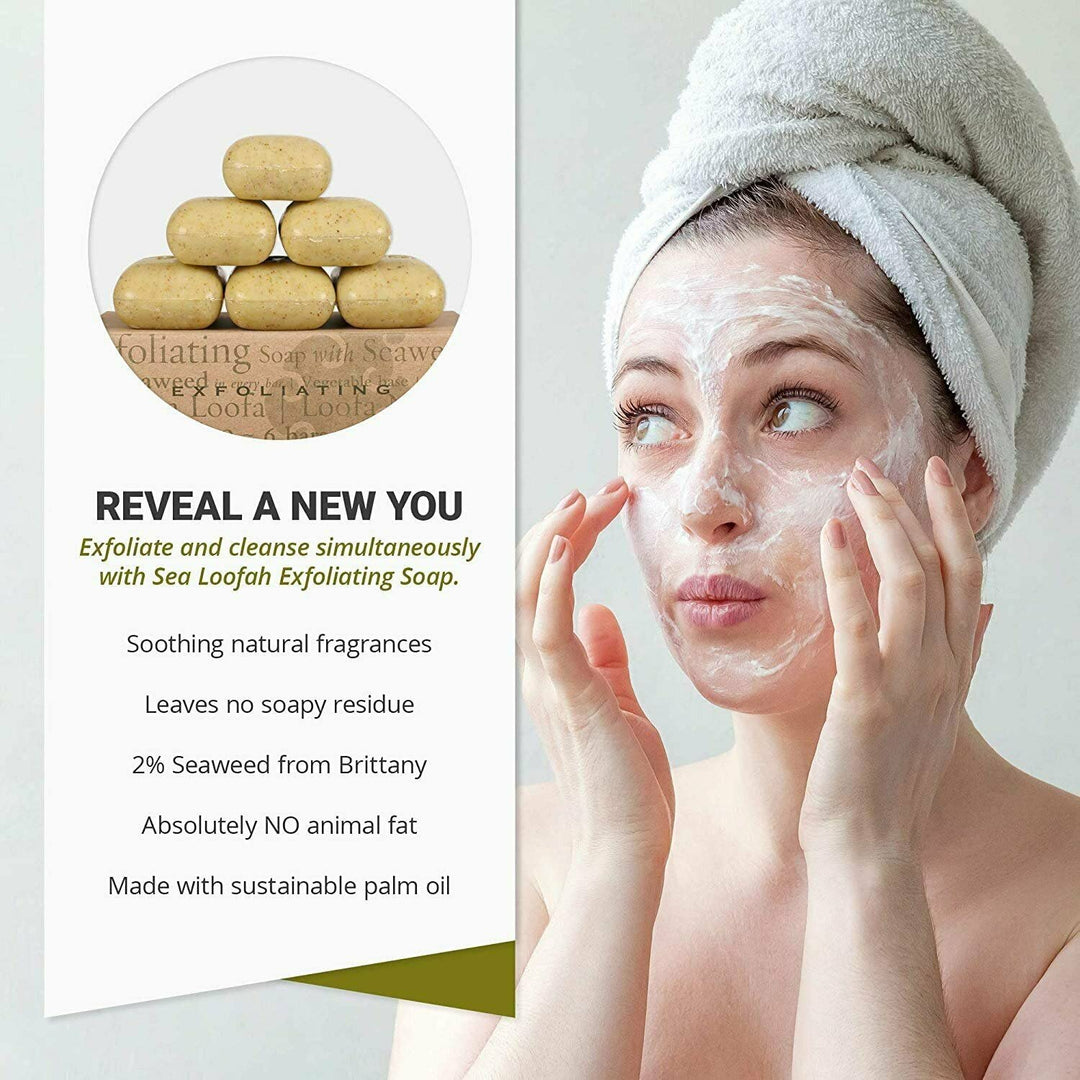 Exfoliating Sea Loofa Soap - Natural Fragrance - Hydrating & Moisturizing Triple-Milled Luxury, 5 oz (Pack of 6)